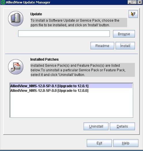 Uninstalling an AlliedView NMS Service Pack Ensuring the Service Pack is Running Correctly 1. Shut down the NMS Server. Refer to Chapter 5. 2.