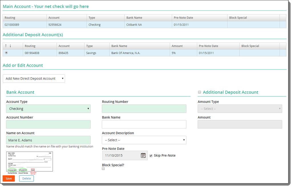Self Service Portal Direct Deposits Manage Direct Deposit Accounts To change the order in which money is deposited into