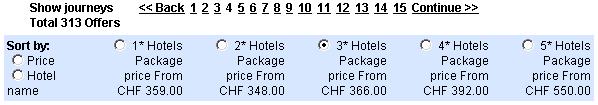 Quick Search ( left): On the hotel overview page an additional quick search mask