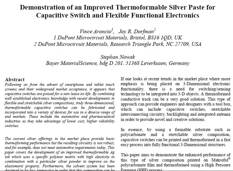 Collaboration 2 Bayer (Covestro) Example Joint paper was presented at Lope-C 2012 - we investigated the capabilities of new formable Ag - we checked various radii and