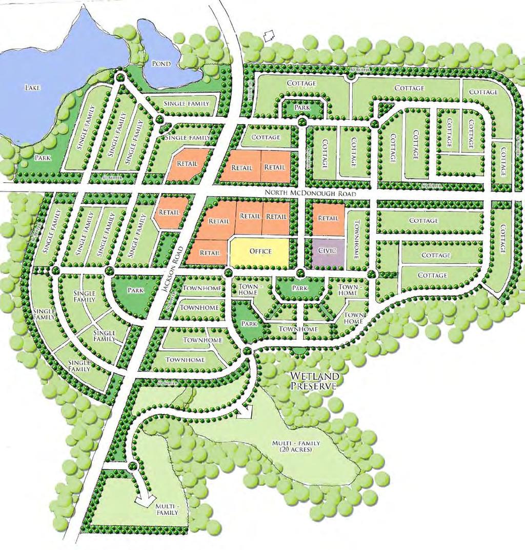 Figure 4: Illustrated Village Node Concept As the county seat, the City of Griffin remains the major activity center and economic generator within the county and has identified several target areas