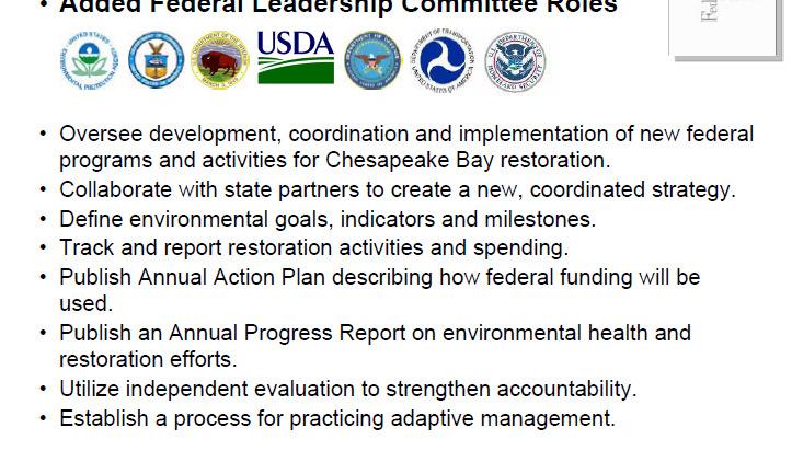 DoD and the Chesapeake Bay Program 2009 2010 2011 2012 Executive Order 13508 Chesapeake Bay Protection and Restoration (May 2009) Strategy for Protecting