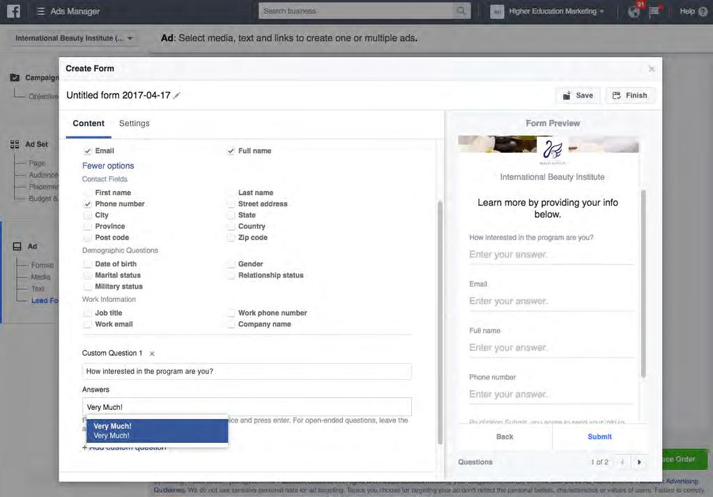 Use Facebook Lead Ads if