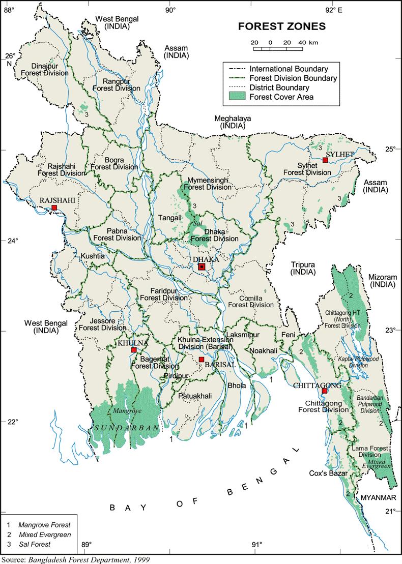 Horizontal expansion of state forest is not Forest Types of Bangladesh The forests are not evenly distributed throughout the country.