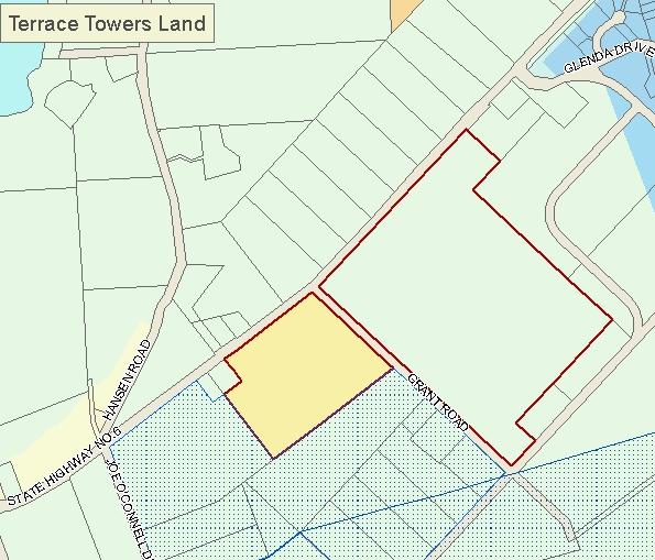 The sites known as Terrace Towers is shown below (outlined in red): The Terrace Towers site was zoned Rural Downlands within the Proposed Plan as notified on 10 October 1995.