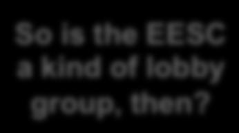 organised crime etc.) So is the EESC a kind of lobby group, then?