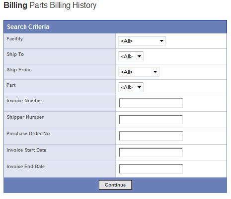 Part Billing History There is the ability to view the billing history of a specific part.