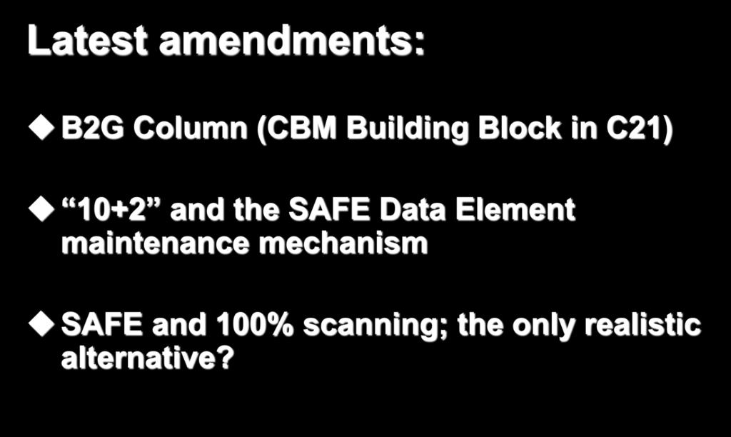 SAFE FoS Latest amendments: B2G Column (CBM Building