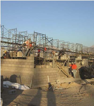 Masonry Construction Foundations Thickness of the walls is determined by the lateral soil load against the foundation Steel reinforcement is required in masonry
