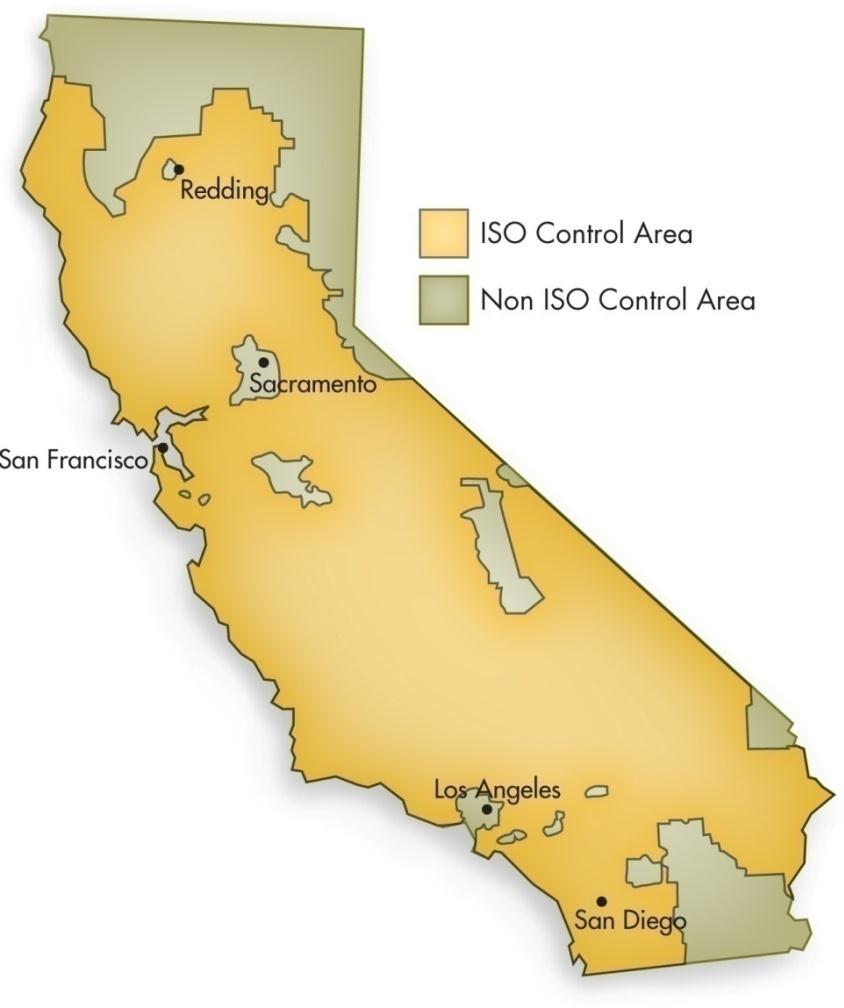 California ISO by the numbers 55,027 MW of power plant capacity 50,270 MW record peak demand (July 24, 2006) 30,000 market