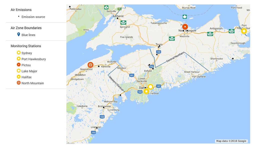 A Closer Look at the Air Zone Results for Nova Scotia Central Air Zone Population density is correlated with air emissions because transporation, housing, and commercial activities that support