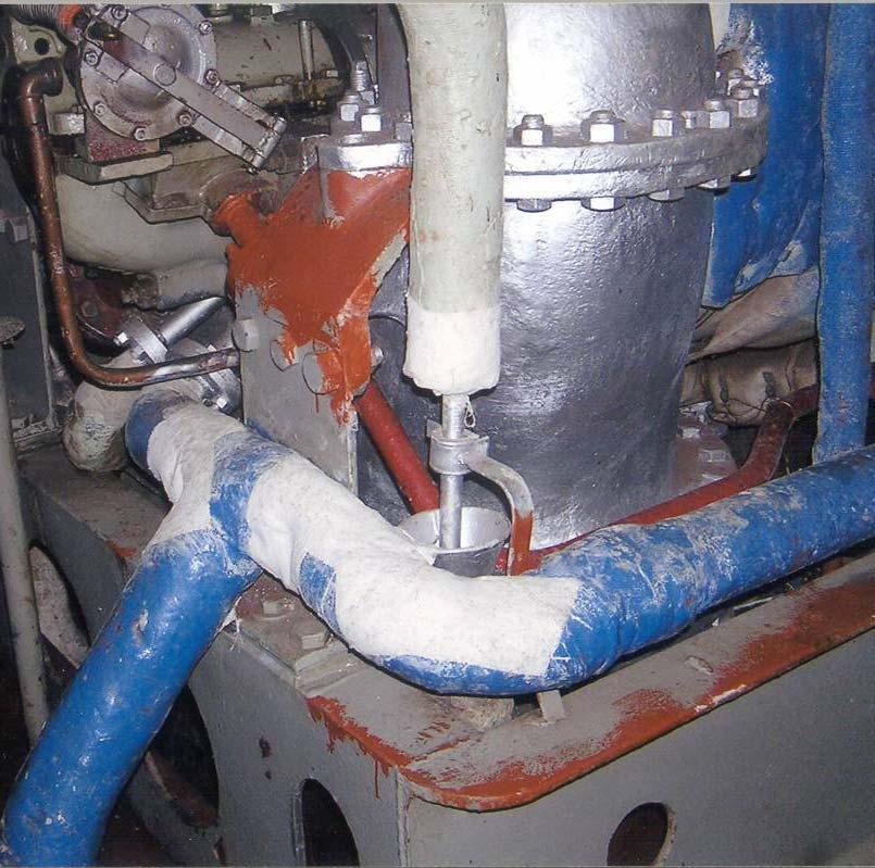 The primary source of friable asbestos is pipe wrappings around the main boilers and steam fittings.
