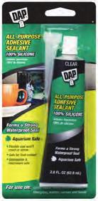 Caulks & Sealants Specialty Advanced Sealants & Silicones DAP All Purpose 100% Silicone Adhesive Sealant Long-lasting, 100% silicone rubber is ideal for quick household repairs and projects.