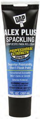 Repair Products Catagory Spackling Sub Compounds Category DAP ALEX FLEX Flexible Spackling Provides a solution to eliminate reoccurring cracks in drywall.