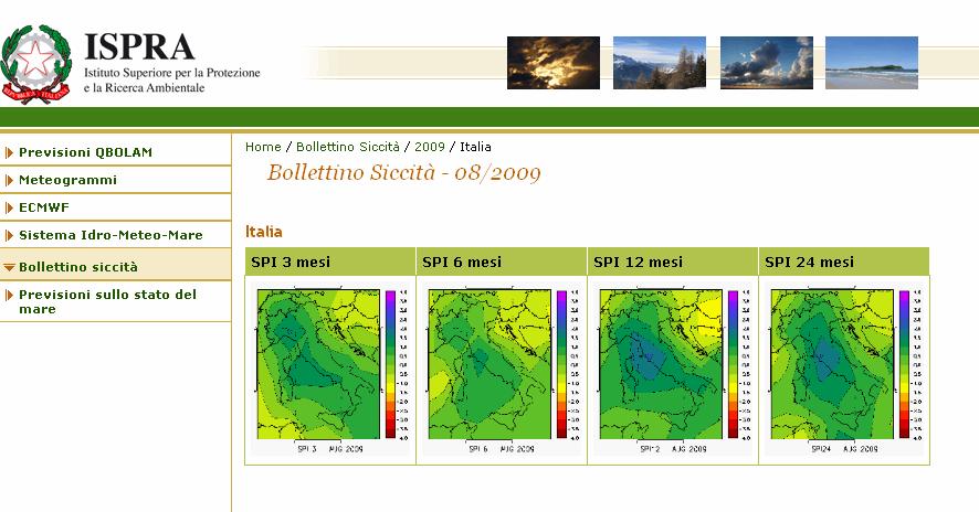 Drought monitoring in Europe Italy