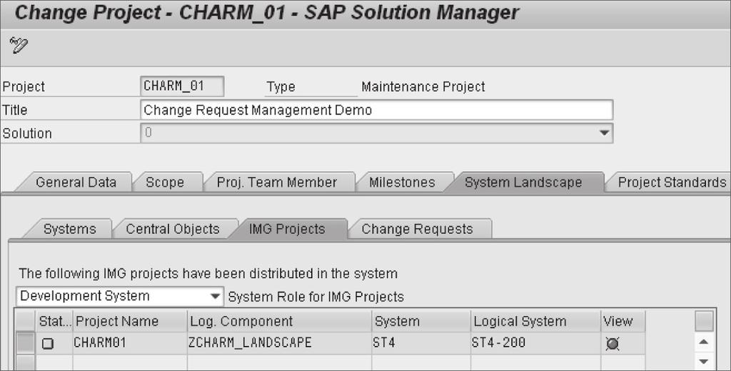 2 Architecture of Change Request Management Figure 2.9 Maintenance Project with Assigned IMG Project 1.