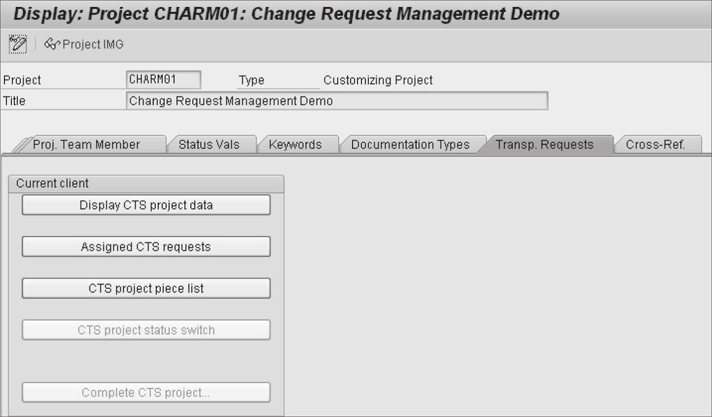 2 Architecture of Change Request Management Figure 2.12 The Transp. Requests Tab in an IMG Project Figure 2.