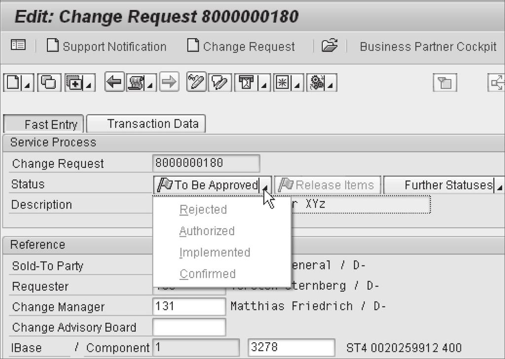 Transaction Types/Workfl ows 2.3 Some information is essential to ensure that no errors occur during further processing of the request in Change Request Management.