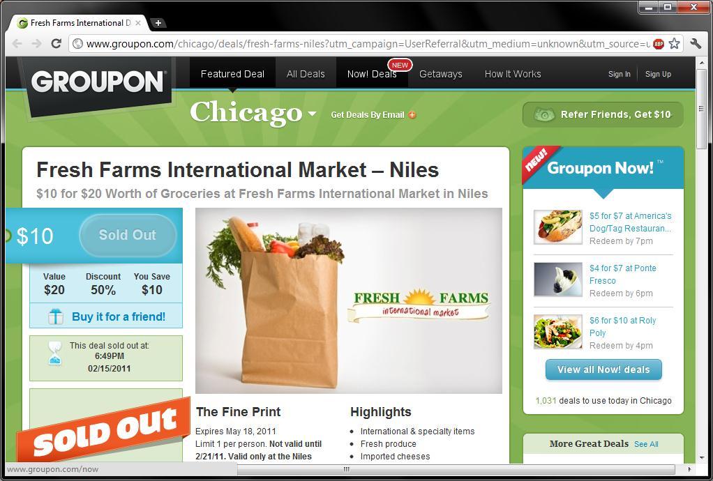 Fresh Farms $10 for $20 Sold out at 5,000 1 location, in Chicago, Groupon s most