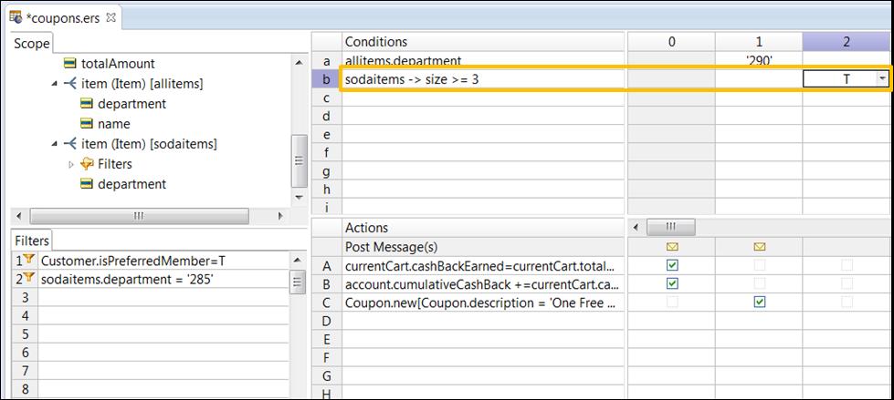 Now, let s model the rule. The Collection operator size counts the number of elements in a collection.