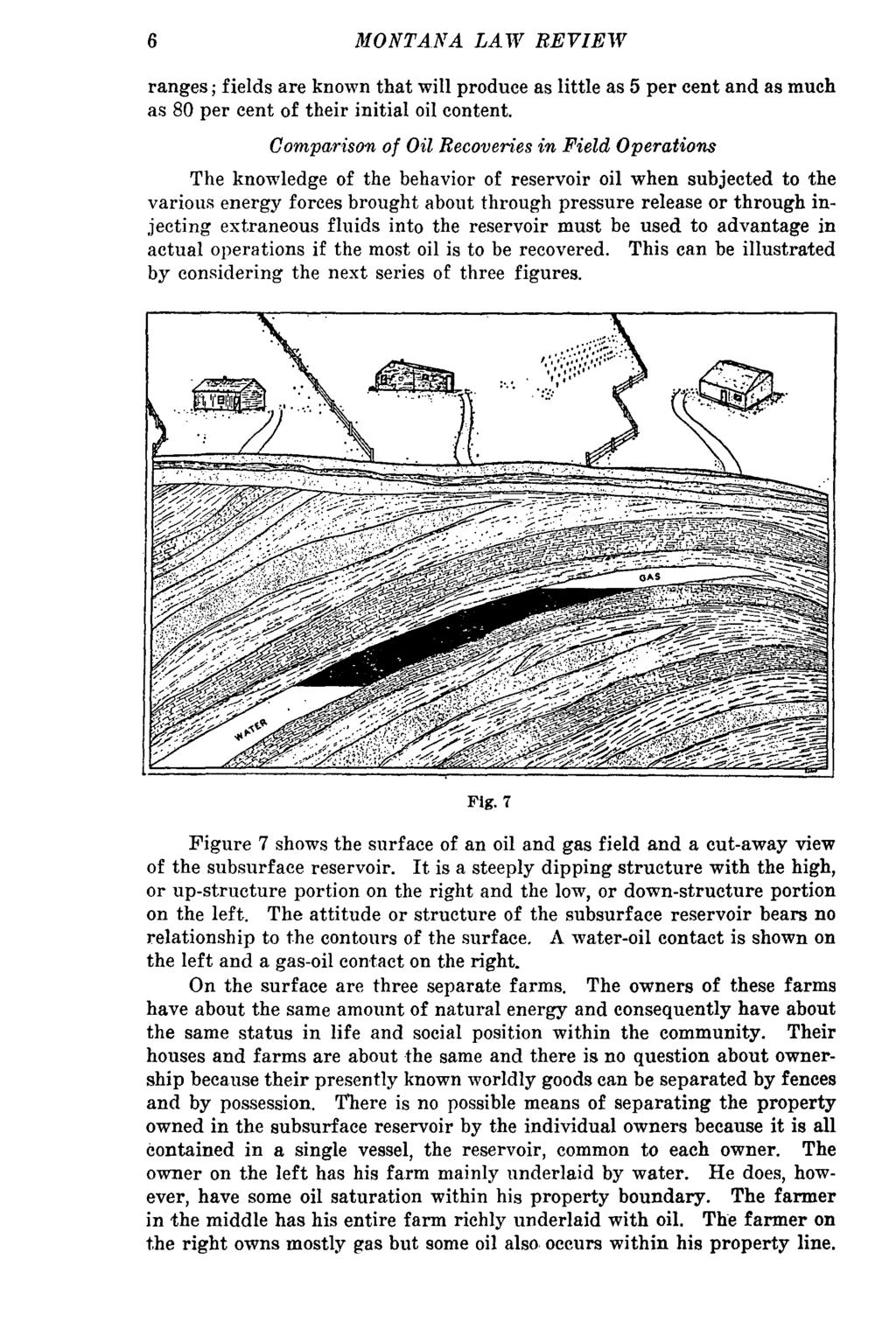 Montana Law MONTANA Review, Vol. 17 LAW [1955], Iss. REVIEW 1, Art. 1 ranges; fields are known that will produce as little as 5 per cent and as much as 80 per cent of their initial oil content.