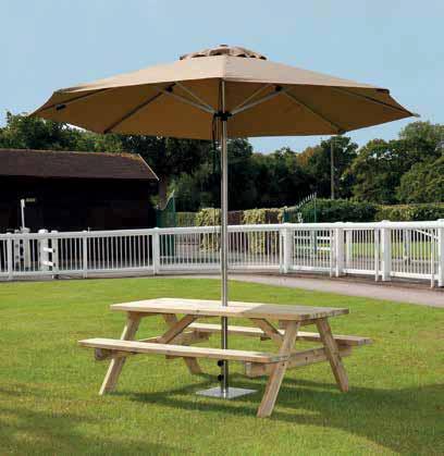 STAINLESS STEEL PARASOLS Complete with 30 kg granite base.