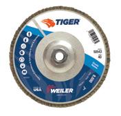 Flat surface grinding Light pressure / blending Weld grinding / blending Heavy stock removal Edge grinding ipeline LIFE AGGRESSION IELINE USE 50603 50519 50543 TIGER DISCS Angled Style (Type 29) /