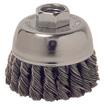 Cup brushes are available in a variety of knot wire and crimped wire configurations for use in a broad range of surface cleaning applications, and they are manufactured with individual knot hole and