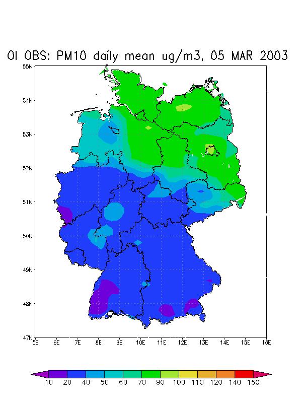 OI- field of PM10 Observations High PM10