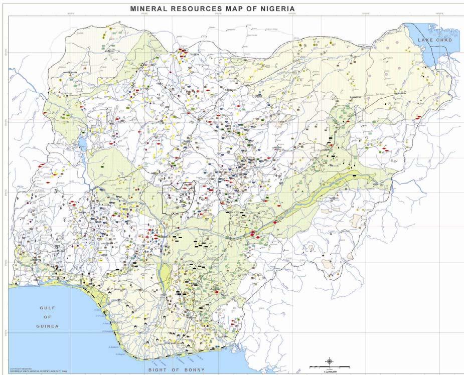 Mineral Map of Nigeria 22 At least 50