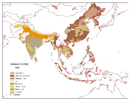 Cultivated area is 71 million ha, of which about 45 percent are irrigated. Large areas of this system are found in Thailand, Vietnam, Myanmar, South and Central East China, Philippines and Indonesia.