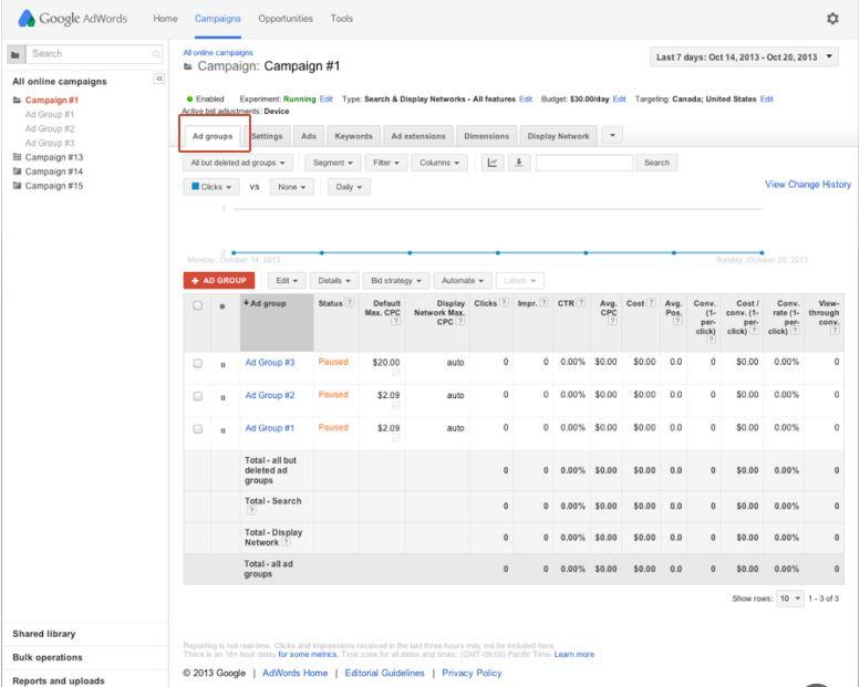 on Fundamentals V - Measuring and Optimizing Performance on the Display Network Account, Campaign, and Ad Group Performance Your Adgroup Data Your ad group contains a set of similar ads and the words