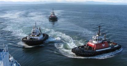 board Tethered escort tugs are capable of controlling the ship in the event of