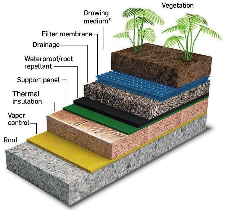 1) Green Roof and its Components A green roof or living roof is a roof of a building that is