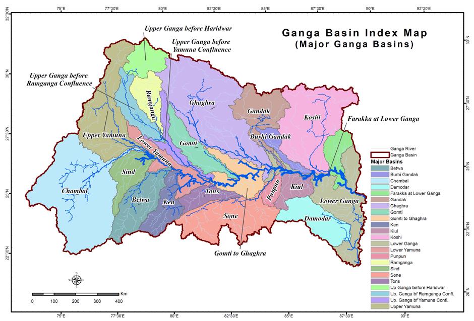 FINAL REPORT Figure 1: Index map of Ganga Basin - Output 3 at river system for major tributaries of the Ganga river basin Outputs are presented in graphical and tabular form.
