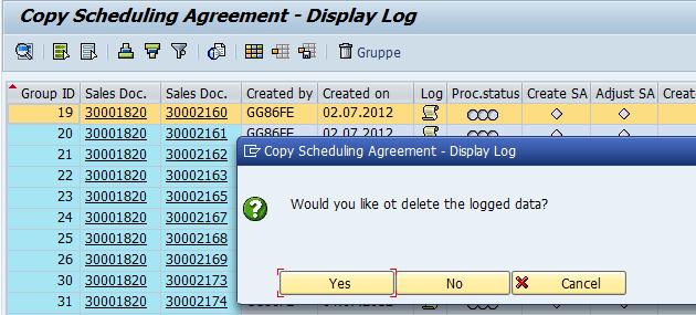 Log - Delete The log of the copied scheduling