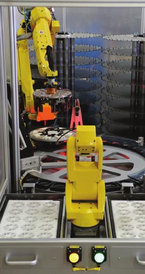 manner than other fixed automation solutions. unachievable by a human operator can be reached with a FANUC robot.