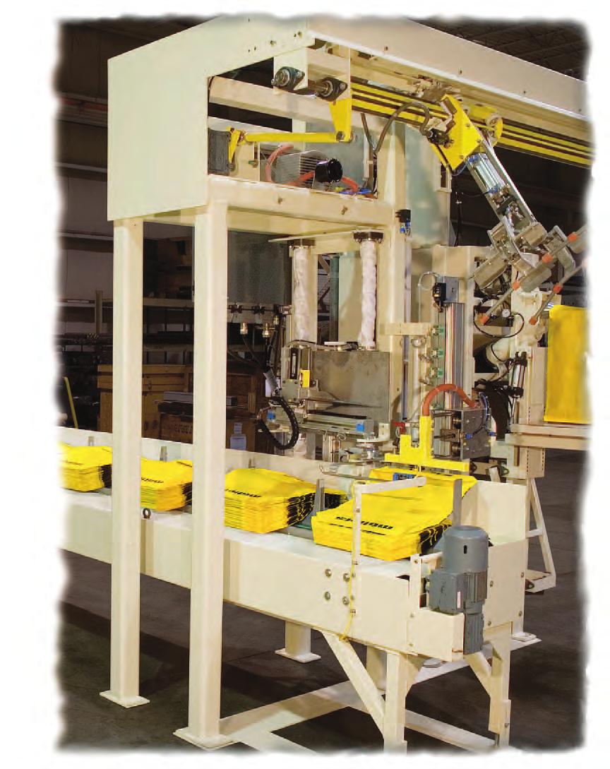 bag size Feeds up to four packers Conveyorized bag feeder provides a steady