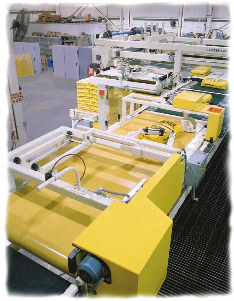 Features of the PLS Split-Plate Palletizing System include: An independent layer compressing plate flattens the surface of each layer, providing maximum load stability.