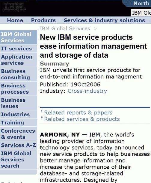 Page 12 of 16 18. News: IBM Standardizes Consulting as "Service Products" http://www-935.ibm.