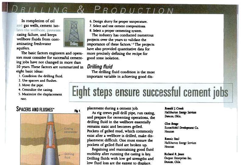 Industry Best Practices Top Five: 1. Condition the drilling fluid 2.