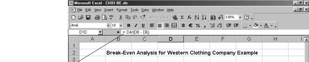 Break-Even Analysis Excel Computer Solution (1 of