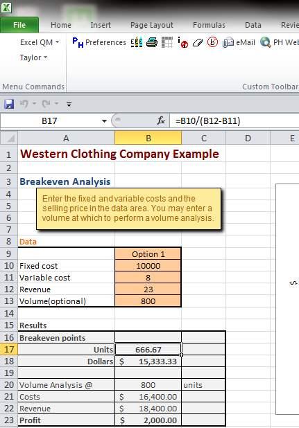 Break-Even Analysis: Excel Solution (2 of 4) Click on Add- Ins, then the
