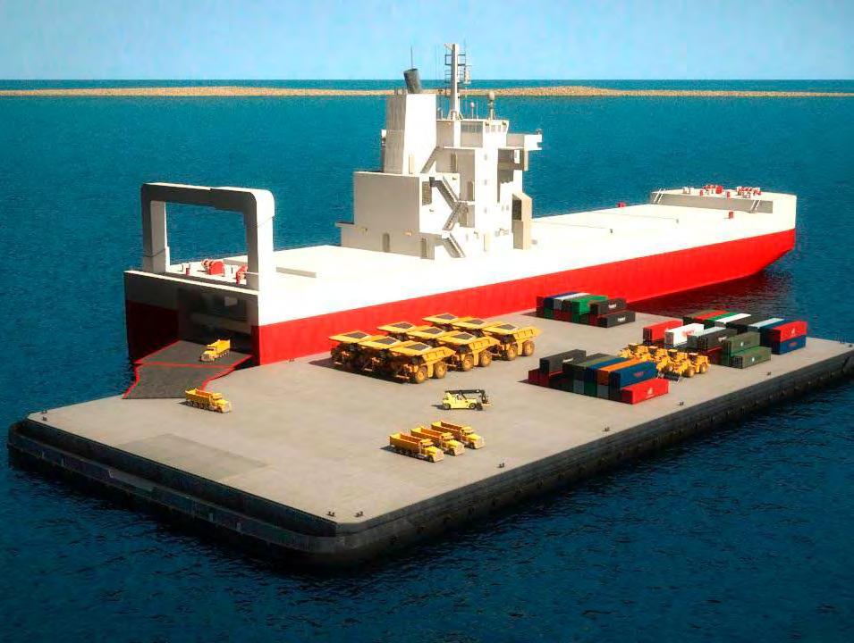 Commercially operated Floating Deck Trans-shipment System (FDTS) is a new system and facility of which the first stage land area was completed in April 201 The system includes a giant floating deck