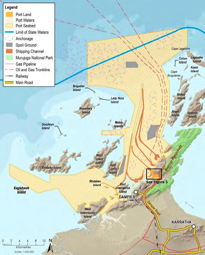 The DPA manages 65,815 ha of waters, 64,791 ha of seabed and 119 ha of land as shown in Figure 2 and Figure Port lands, waters and seabed, are spatially defined in Deposited Plans held by the Western