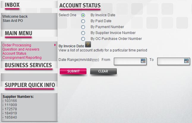 Account Status 1. From the MAIN MENU on the Home page, select Account Status.