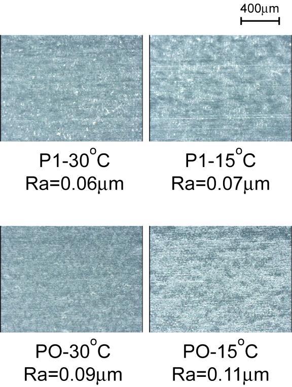 Figure 7: Photographs of experimental surface of billets at Y = 0 mm. 3.