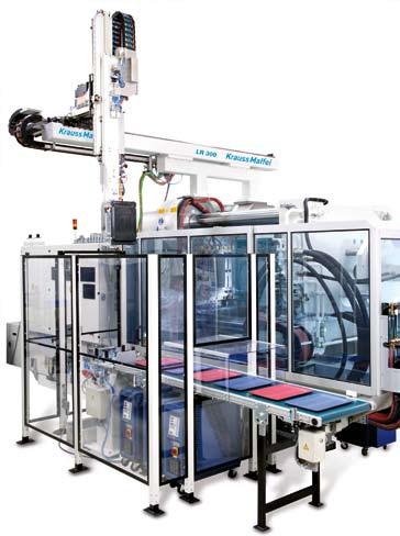 Integrated LR 300 linear robot in a manufacturing cell for a SkinForm tray This IR industrial robot uses a fully-automated spray gun for fast, accurate application of