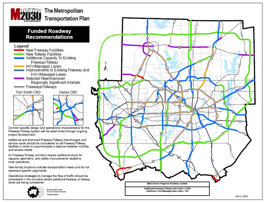 Figure 9 Mobility Plan 2030-2009 Amendment Roadway Recommendations The SH 121 project is located along one of the most economically significant corridors in the Dallas-Fort Worth Region.