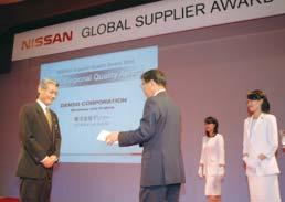 Ceremony of Global Supplier Award 2005 Nissan suppliers implement environmental management systems (Japan) Nissan follows a set of technical standards to effectively control the environmental impact